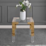 Casper Glass Top, Acrylic And Metal Base End / Side Table