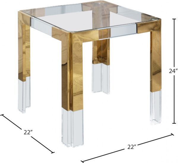 Casper Glass Top, Acrylic And Metal Base End / Side Table