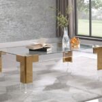 Casper Rectangular Glass Top, Acrylic And Metal Base Coffee Table