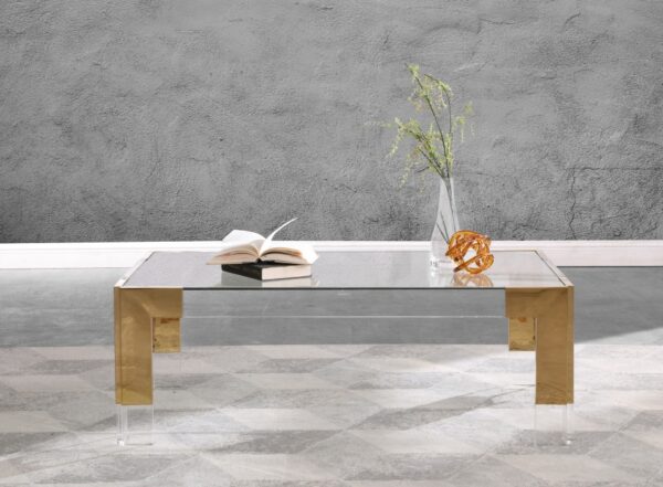 Casper Rectangular Glass Top, Acrylic And Metal Base Coffee Table