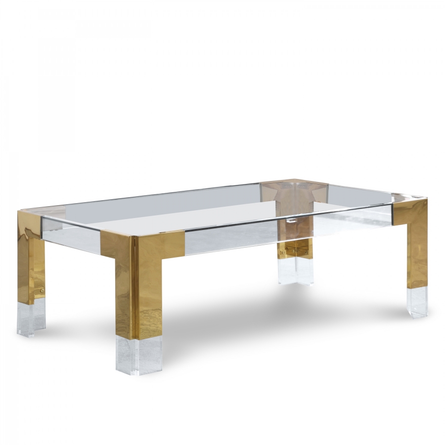 Casper Rectangular Glass Top, Acrylic And Metal Base Coffee Table