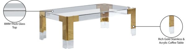 Casper Rectangular Glass Top, Acrylic And Metal Base Coffee Table