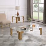 Casper Rectangular Glass Top, Acrylic And Metal Base Coffee Table