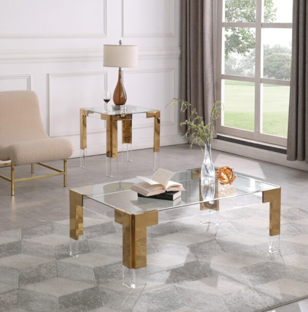 Casper Rectangular Glass Top, Acrylic And Metal Base Coffee Table