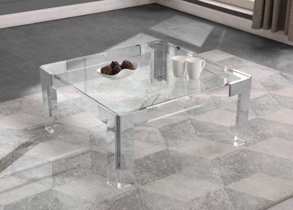 Casper Square Glass Top, Acrylic And Metal Base Coffee Table