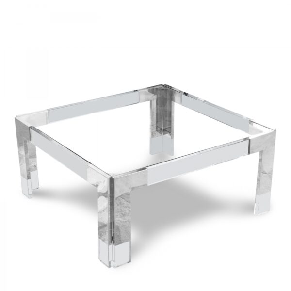 Casper Square Glass Top, Acrylic And Metal Base Coffee Table