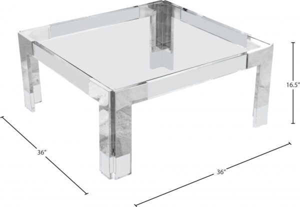 Casper Square Glass Top, Acrylic And Metal Base Coffee Table