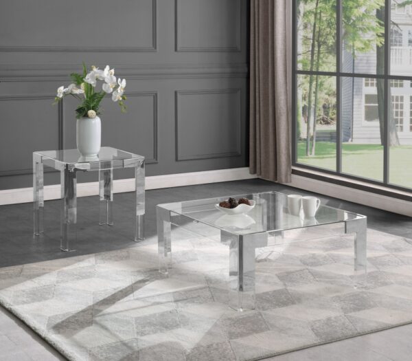 Casper Square Glass Top, Acrylic And Metal Base Coffee Table