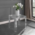 Casper Glass Top, Acrylic And Metal Base End / Side Table