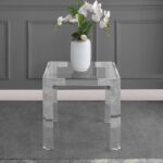 Casper Glass Top, Acrylic And Metal Base End / Side Table