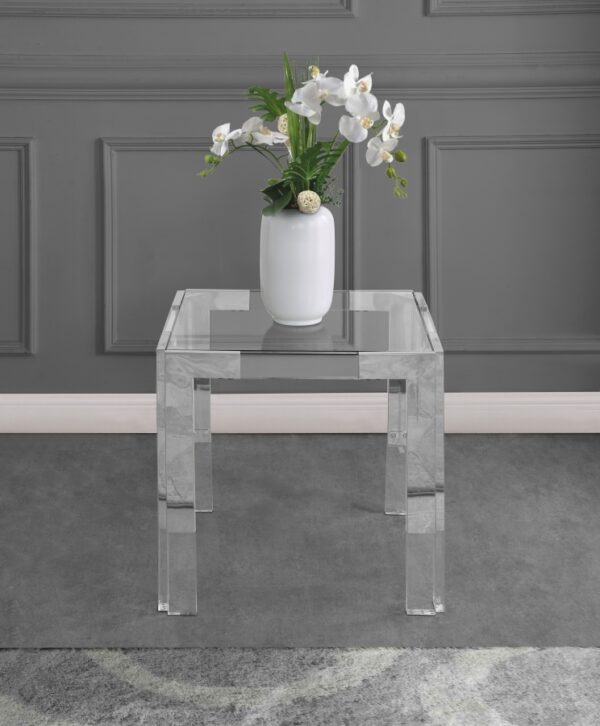 Casper Glass Top, Acrylic And Metal Base End / Side Table