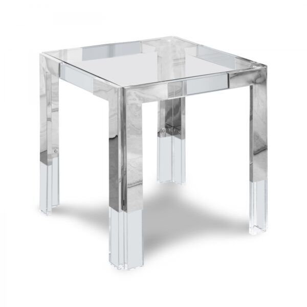 Casper Glass Top, Acrylic And Metal Base End / Side Table