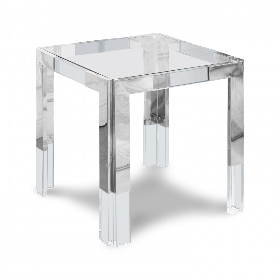 Casper Glass Top, Acrylic And Metal Base End / Side Table