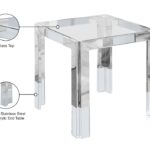 Casper Glass Top, Acrylic And Metal Base End / Side Table