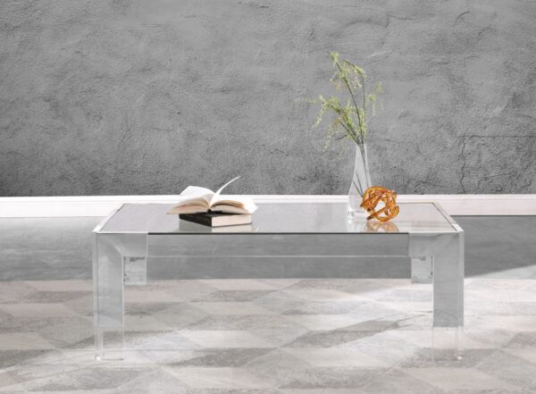 Casper Rectangular Glass Top, Acrylic And Metal Base Coffee Table