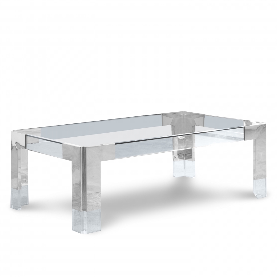 Casper Rectangular Glass Top, Acrylic And Metal Base Coffee Table