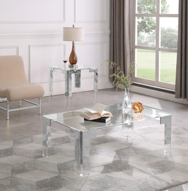 Casper Rectangular Glass Top, Acrylic And Metal Base Coffee Table