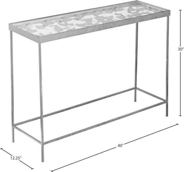Butterfly Glass Top And Iron Base Console Table
