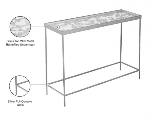 Butterfly Glass Top And Iron Base Console Table