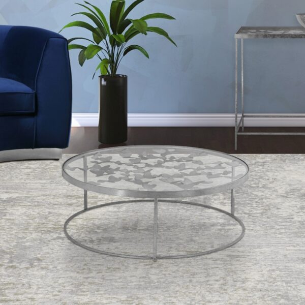 Butterfly Glass Top And Iron Base Coffee Table
