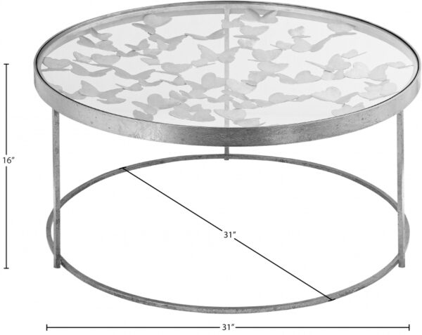 Butterfly Glass Top And Iron Base Coffee Table