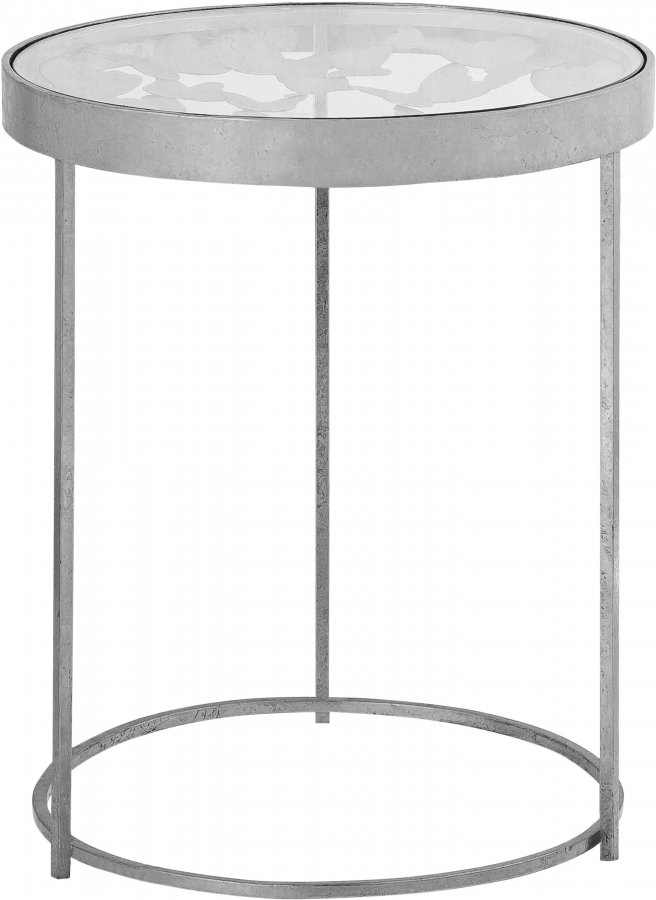 Butterfly Glass Top And Iron Base End Table