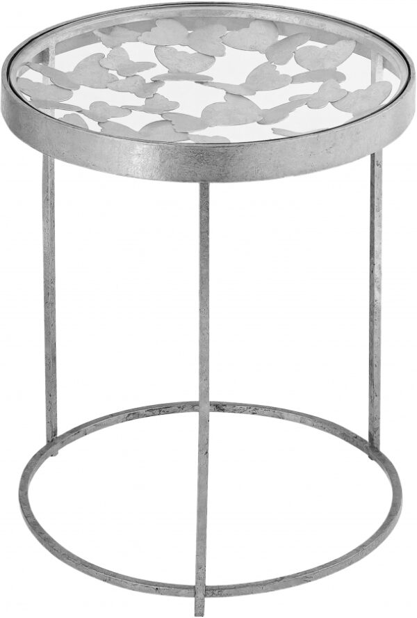 Butterfly Glass Top And Iron Base End Table