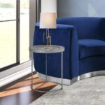 Butterfly Glass Top And Iron Base End Table