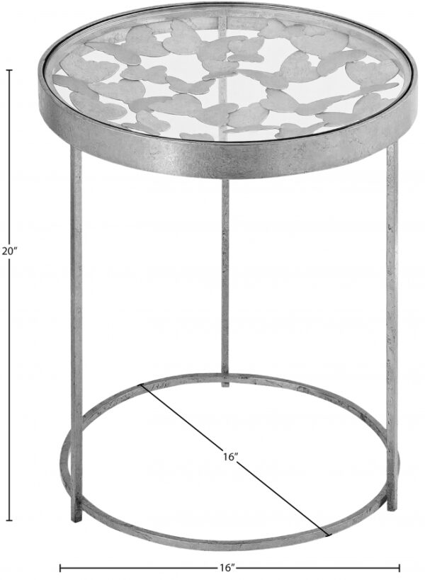 Butterfly Glass Top And Iron Base End Table