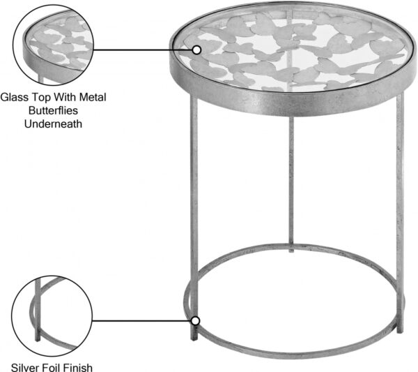 Butterfly Glass Top And Iron Base End Table