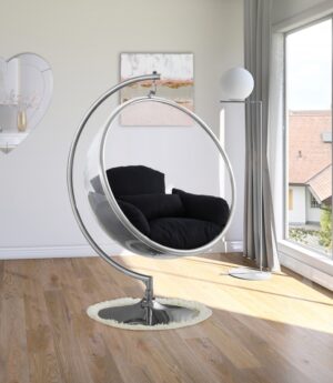 Luna Acrylic And Fabric Upholstered Swing Bubble Accent Chair