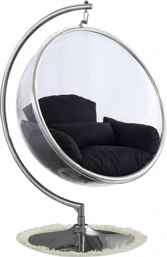 Luna Acrylic And Fabric Upholstered Swing Bubble Accent Chair