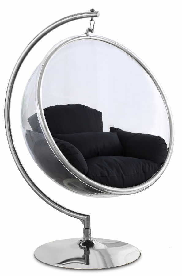 Luna Acrylic And Fabric Upholstered Swing Bubble Accent Chair