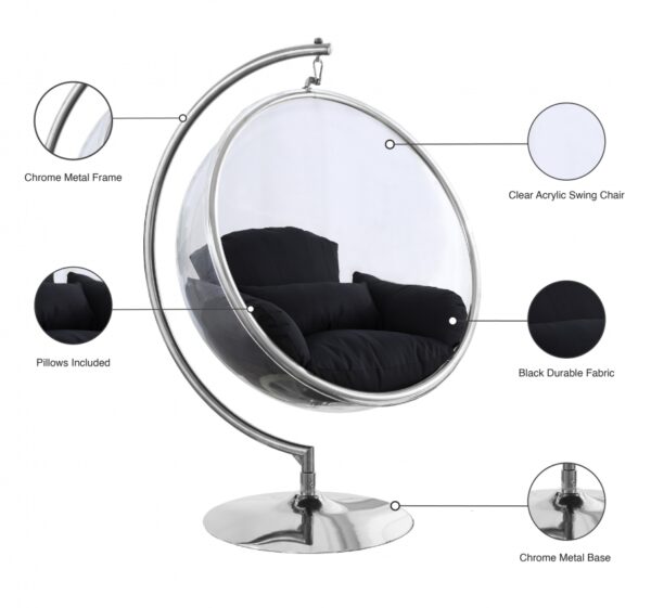 Luna Acrylic And Fabric Upholstered Swing Bubble Accent Chair