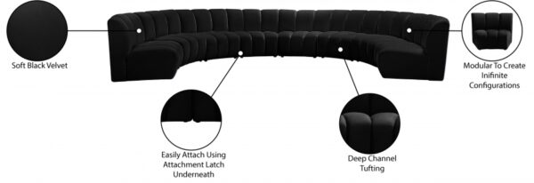 Infinity 178" Velvet Upholstered 8pc. Modular Sectional