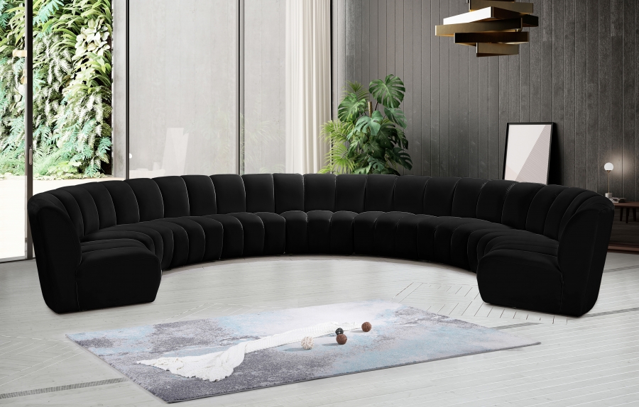 Infinity 178" Velvet Upholstered 9pc. Modular Sectional