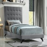 Elly Velvet Upholstered Twin Bed