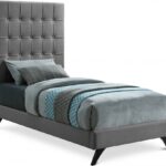 Elly Velvet Upholstered Twin Bed
