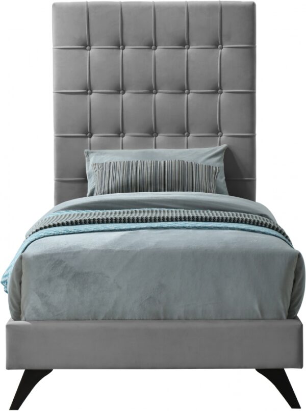 Elly Velvet Upholstered Twin Bed