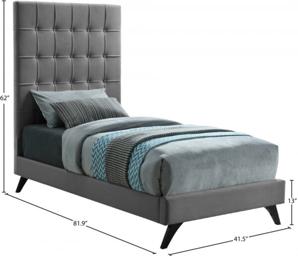 Elly Velvet Upholstered Twin Bed