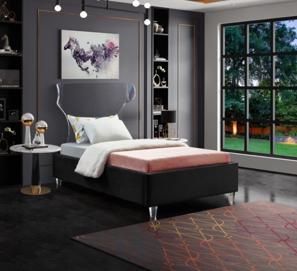 Ghost Velvet Upholstered Bed