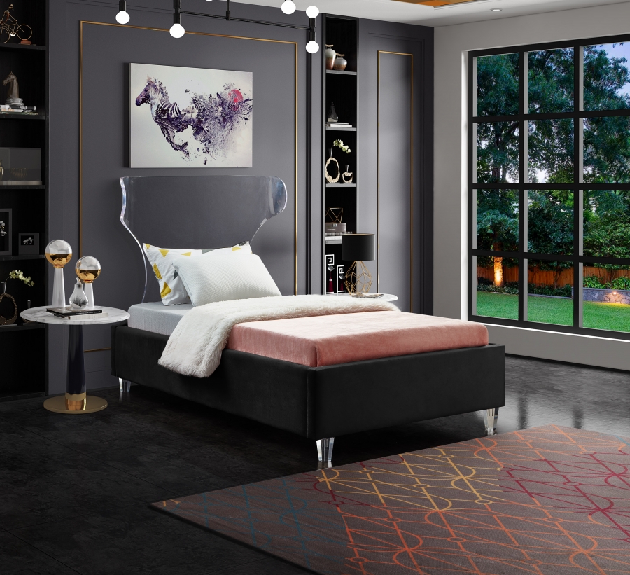 Ghost Velvet Upholstered Bed
