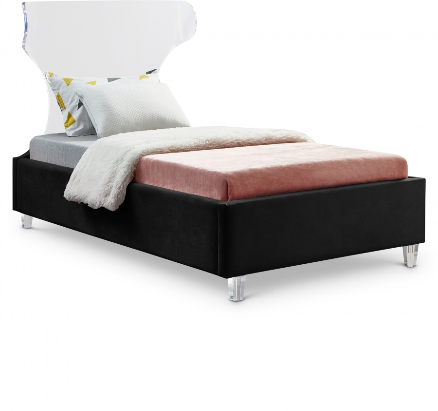 Ghost Velvet Upholstered Bed