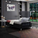 Ghost Velvet Upholstered Bed