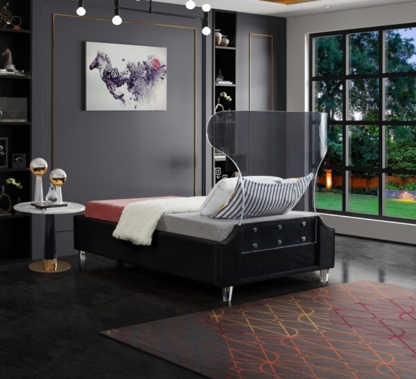 Ghost Velvet Upholstered Bed
