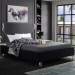 Ghost Velvet Upholstered Bed