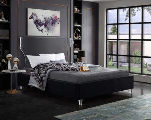 Ghost Velvet Upholstered Bed