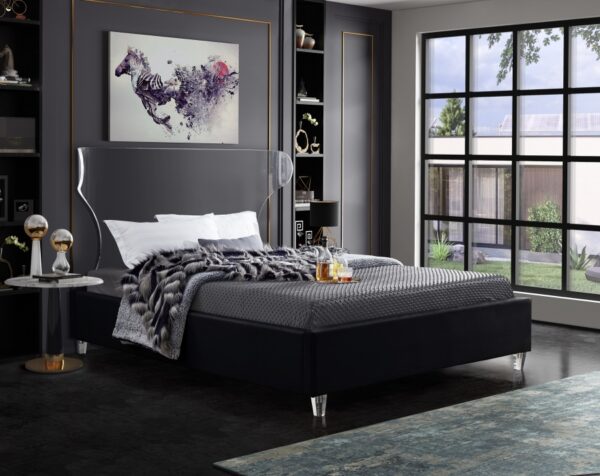 Ghost Velvet Upholstered Bed