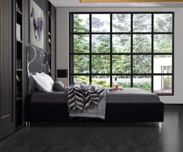 Ghost Velvet Upholstered Bed