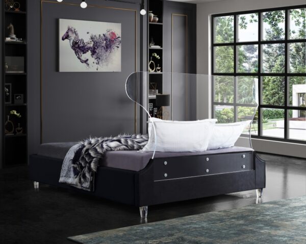 Ghost Velvet Upholstered Bed